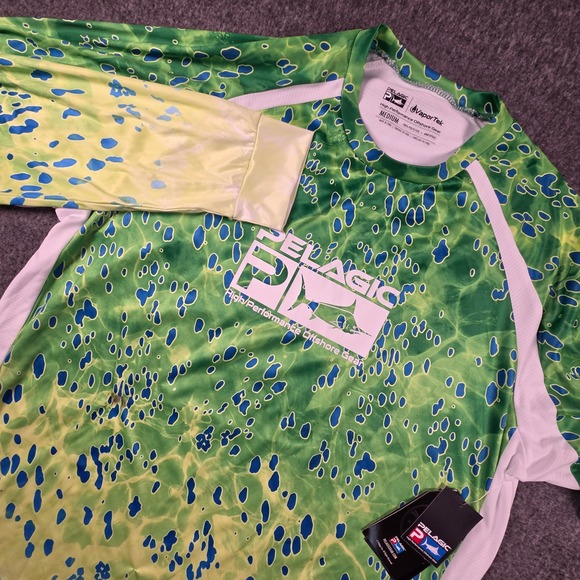 Pelagic Other - Pelagic VaporTek Sun Shirt Mens Medium Green Dorado Long Sleeve Performance NWT